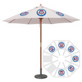 9' Round Wood Umbrella with 8 Ribs, Full-Color Thermal Imprint, 6 Locations